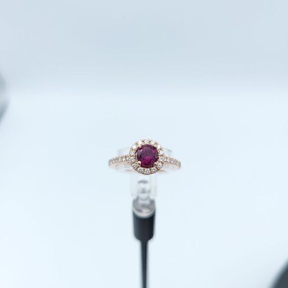 𝅺garnet diamond halo ring - Picture 10 of 17